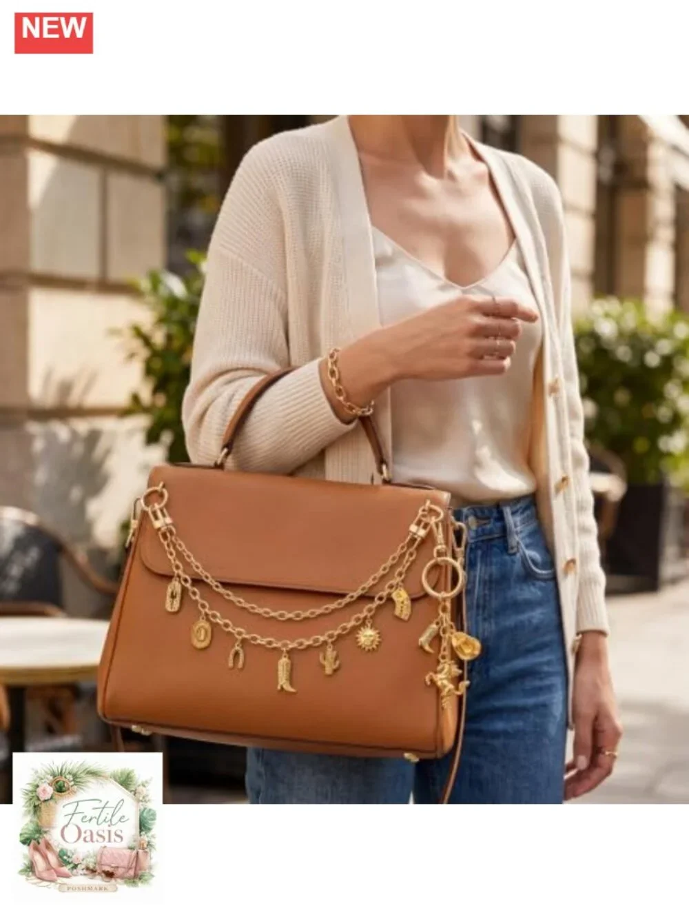 3Pcs Gold Purse Chain Charms Set Handbag Keychain Accessories Western Boho